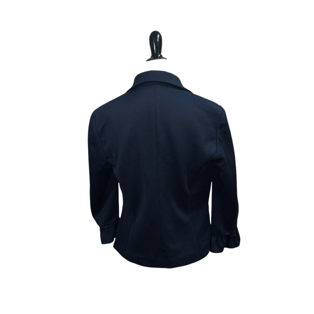 Amanda + Chelsea Women's Cropped Blazer in Size 4 Blue Waffle Fabric Ruffles - Picture 6 of 8